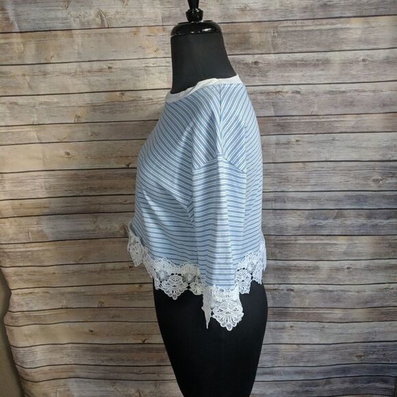 Topshop cropped striped crochet trim shirt - Picture 7 of 7